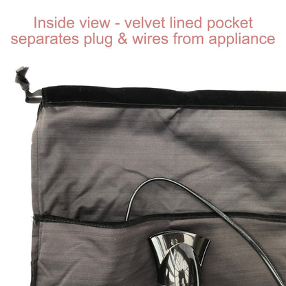 Velvet Hair Dryer Storage Bag with Large Internal Pocket – Soft & Stylish 35x35cm Pouch to Protect Appliances