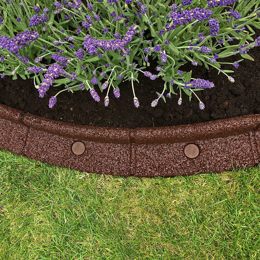 FlexiBorder - Lawn Edging - Flexible Garden Edging Border for Grass Lawns - Pathways - Raised Borders - Artificial Grass - Brown - 2 x 1m Lengths