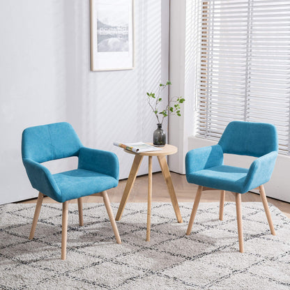 YEEFY Desk Chair No Wheels Vanity Chair Comfy Accent Chair for Living Dining Room Bedroom Home Office Mid Century Modern Upholstered Armchair with