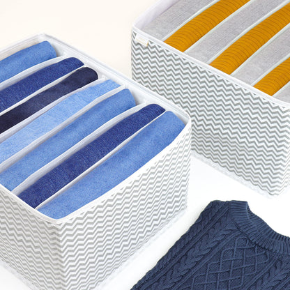 Unique Impression Set of 2 Large Wardrobe Storage Organiser For Jeans, Jumpers, Shirts, Sweaters, Trousers, Pants, Leggings, Joggers