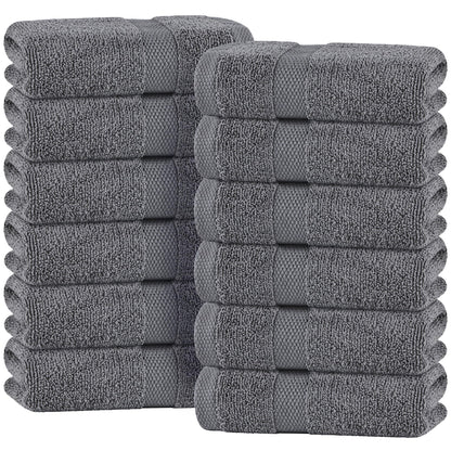 White Classic | 12 Pack 40x68 cm | Wealuxe Grey Hand Towels for Bathroom, Cotton Hand Towel Bulk for Home Kitchen or Gym and Spa