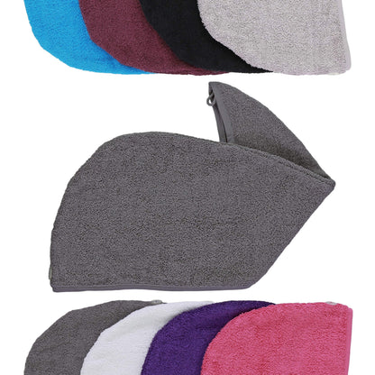aztex Luxury Hair Turban Towel, Head Wrap Towel, Hair Drying Towel with Loop and Button Fastener, Luxury Absorbent and Lightweight Cotton