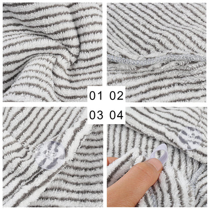 HuaJiao Microfibre Hair Towel Wrap, Hair Turban Drying Towel, Button Stripe