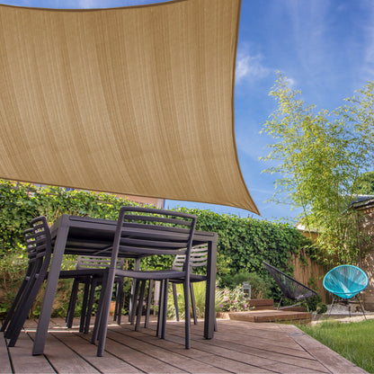 Lumaland Sun sail square 3 x 3 metres | Weatherproof sun protection incl. fastening ropes | Terrace, garden & balcony shade provider made of HDPE sail