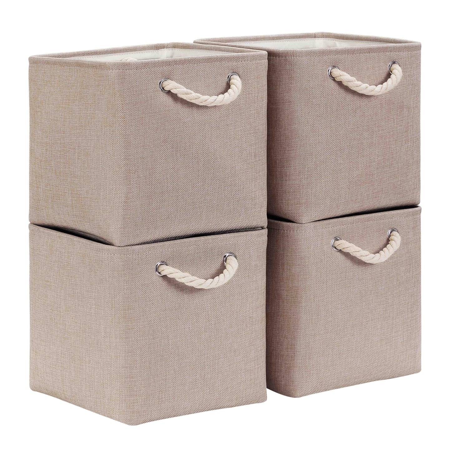 Mangata 33x33x33cm Cube Storage Boxes 4Pcs Light Khaki Foldable Baskets