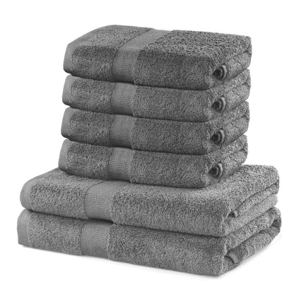 DecoKing Hand Towel 50 x 100 cm Cotton Quality 525 g/m² Silver Steel Grey Absorbent Marina