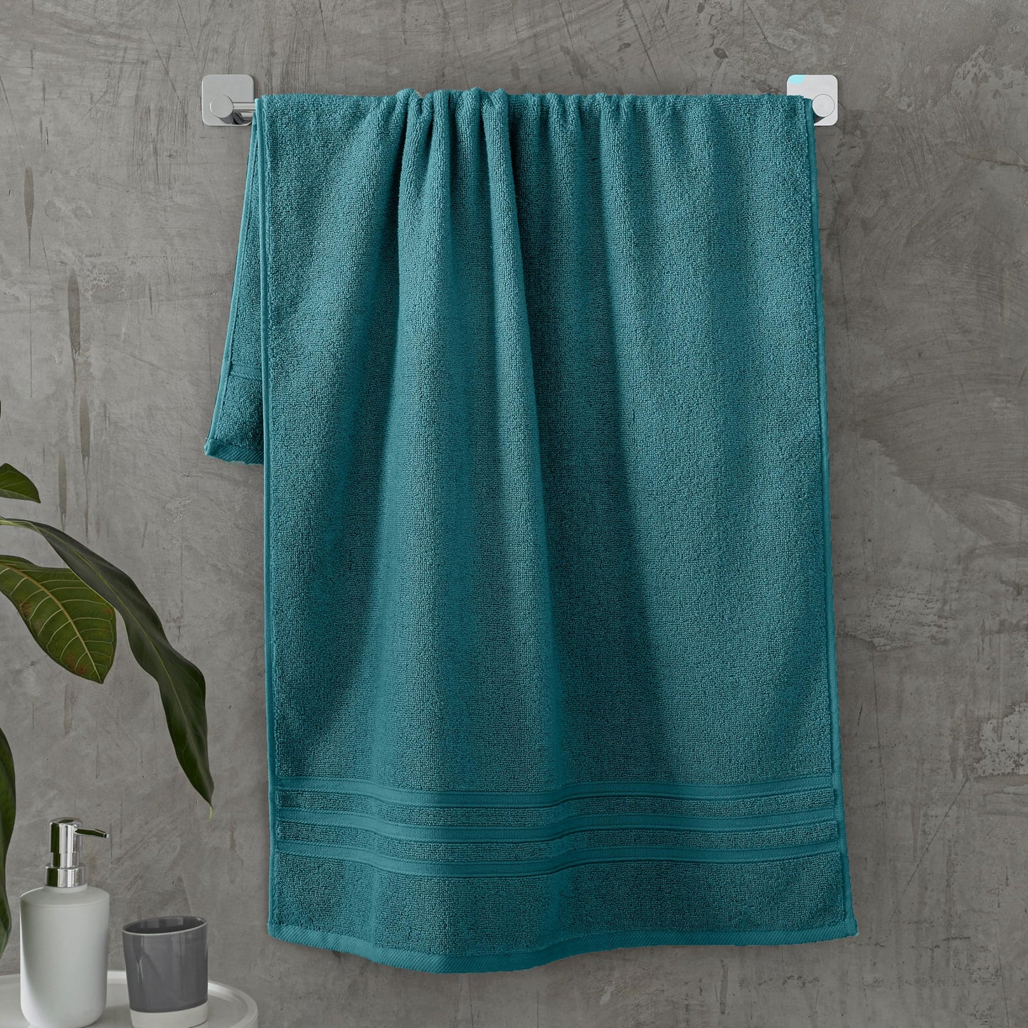 Catherine Lansfield Zero Twist Cotton 90x140cm Bath Sheet Teal Green