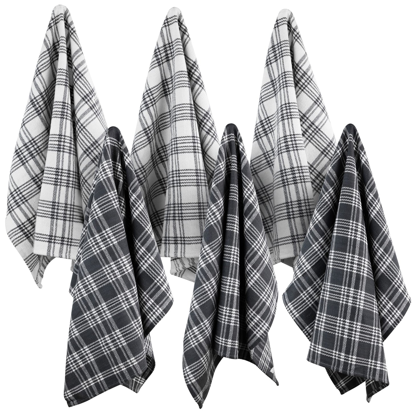 Kitchen Tea Towels Set of 6 – 100% Pure Cotton, Super Absorbent Dish Towels, Soft Lint-Free Cleaning Cloths, Quick Dry