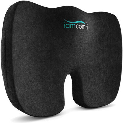 iamcomfi Coccyx Cushion for Tailbone Pain Relief – Soft Hardness - Memory Foam Sciatica Pillow for Back, Hip & Coccyx Pain