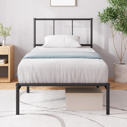ZINUS Justin Single Bed Frame  Bed 190x90 cm  35cm Height  Metal Bed Frame with Headboard  Platform bed frame with steel slat support  Modern