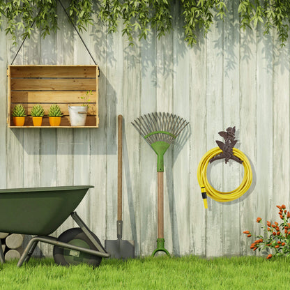 Relaxdays Ornate Hose Reel, Garden Hose Wall Holder with Nostalgic Look, Cast Iron, Hanging, Dark Brown