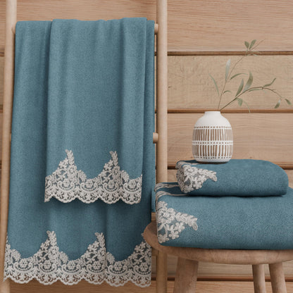 PETTI Artigiani Italiani - Bath Towels in 100% Cotton Terry Towel, 1+1 Towel Set, 2 Pieces 1 Face Towel and 1 Hand Towel, Avion