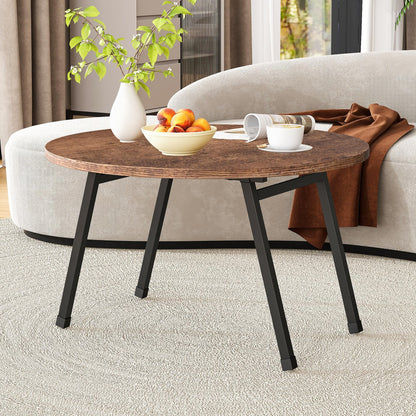 BOPRHOM Folding Coffee Table,Small Foldable Round Coffee Tables for Living Room/Bedroom,Portable Floor Table Tea Table Sofa Side Table Center Table