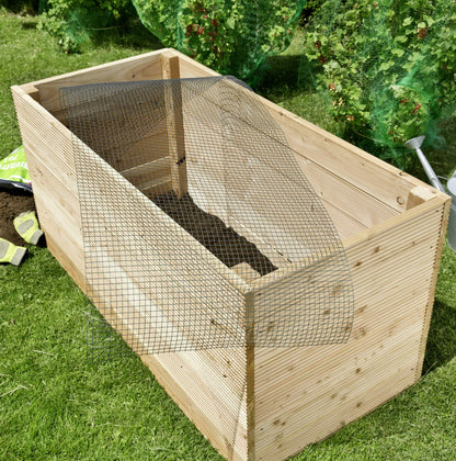 Windhager 96909 Mesh and Textured Film Economy Set, Base Wall, Aviary, Vole, Mole Barrier, Protective Grille for Raised Beds, Rabbit Wire, Wood
