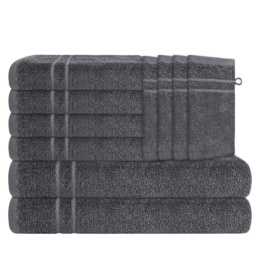 Olivia Rocco Maris 10 Pack Towel Bale Set Bathroom Towels 2 Bath Towel 4 Hand Towel & 4 Glove Cotton Hotel Quality Soft and Super Absorbent, Charcoal
