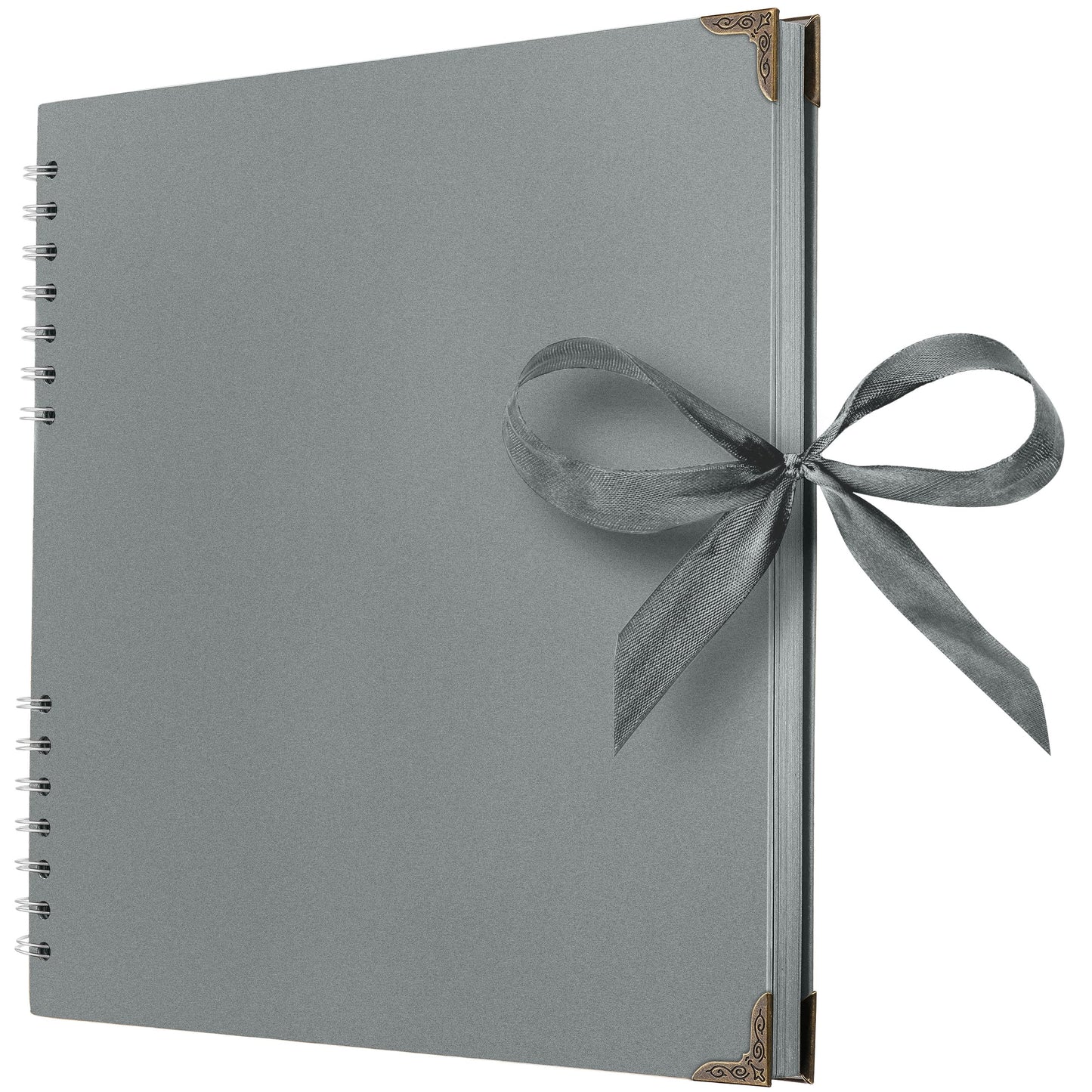 Bstorify Square Scrapbook Photo Albums 80 Pages (28 x 28 Cm) Grey Thick Paper, Hardcover, Ribbon Closure - Ideal for Your Scrapbooking Albums, Art &