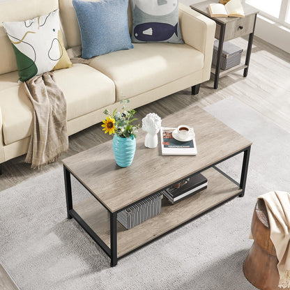 Yaheetech Coffee Table Industrial 100x50x45cm, Grey