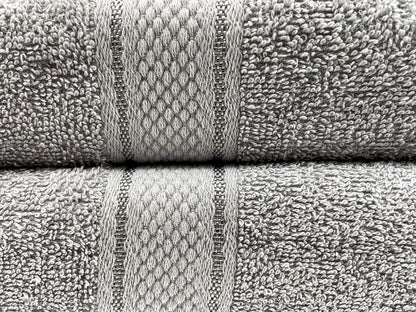 Sasma Home - Premium Cotton Hand Towel Set - 4 Pack - Large 50x90 cm (Silver)