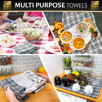 Kitchen Tea Towels Set of 6 – 100% Pure Cotton, Super Absorbent Dish Towels, Soft Lint-Free Cleaning Cloths, Quick Dry