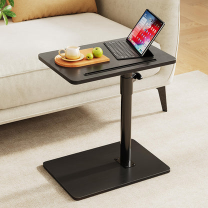 CAIYUN C Shaped Side Table, Height Adjustable Swivel 360° Rotating, Black End Table Set of 2 for Small Spaces