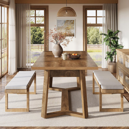 Tribesigns Dining Table for 4-6, 120CM Industrial Dinner Table with Wood Base, Kitchen Table for Dining Room, Kitchen, Living Room