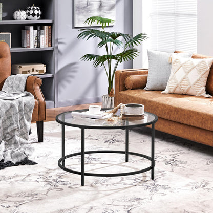 Yaheetech Round Coffee Table Black