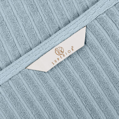 Superior Cotton 6-Piece Solid and Ribbed Towel Set, Face Towels 13” x 13”, Hand Towels 16” x 28”, Bath Towels 27” x 54”, Slate Blue