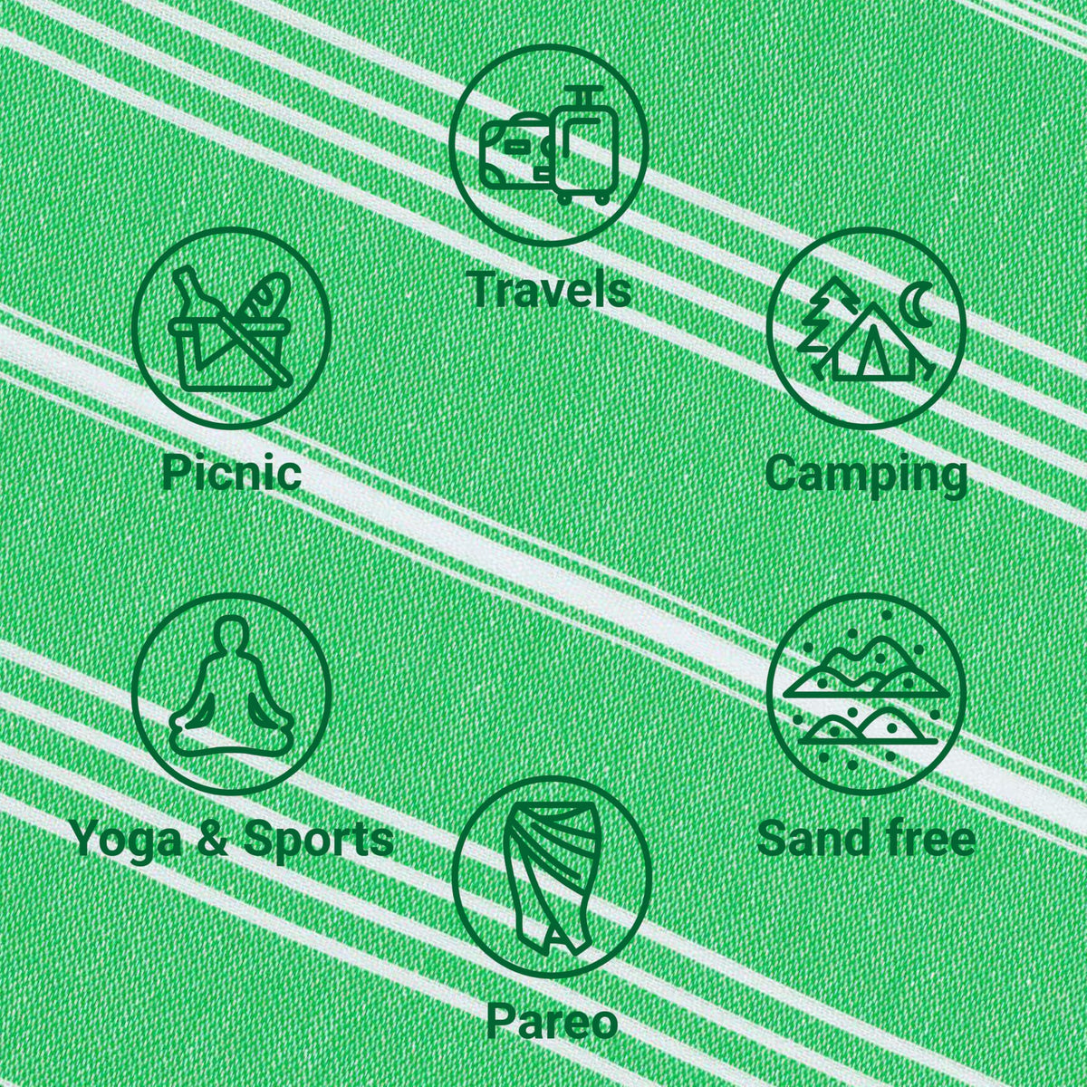 LeStoff Hammam Towel, Sauna Towel, 100% Organic Cotton, 95x180 cm, Grass
