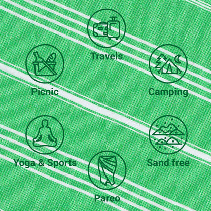 LeStoff Hammam Towel, Sauna Towel, 100% Organic Cotton, 95x180 cm, Grass
