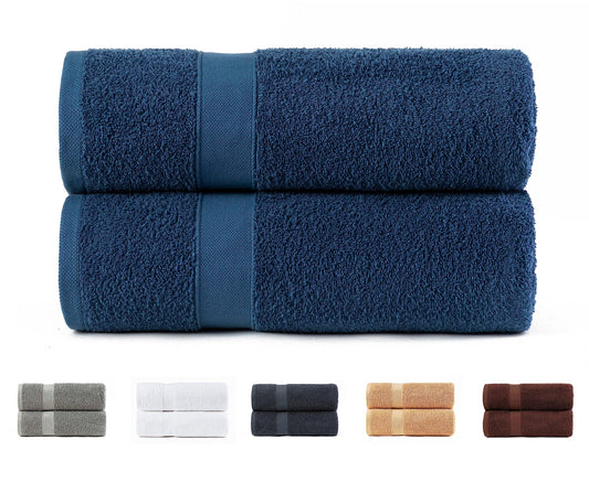 Todocama Set of 2 Shower Towels, 100% Cotton, 550 GSM, Extra Soft, Highly Absorbent and Quick Drying, 70 x 140 cm, Navy Blue