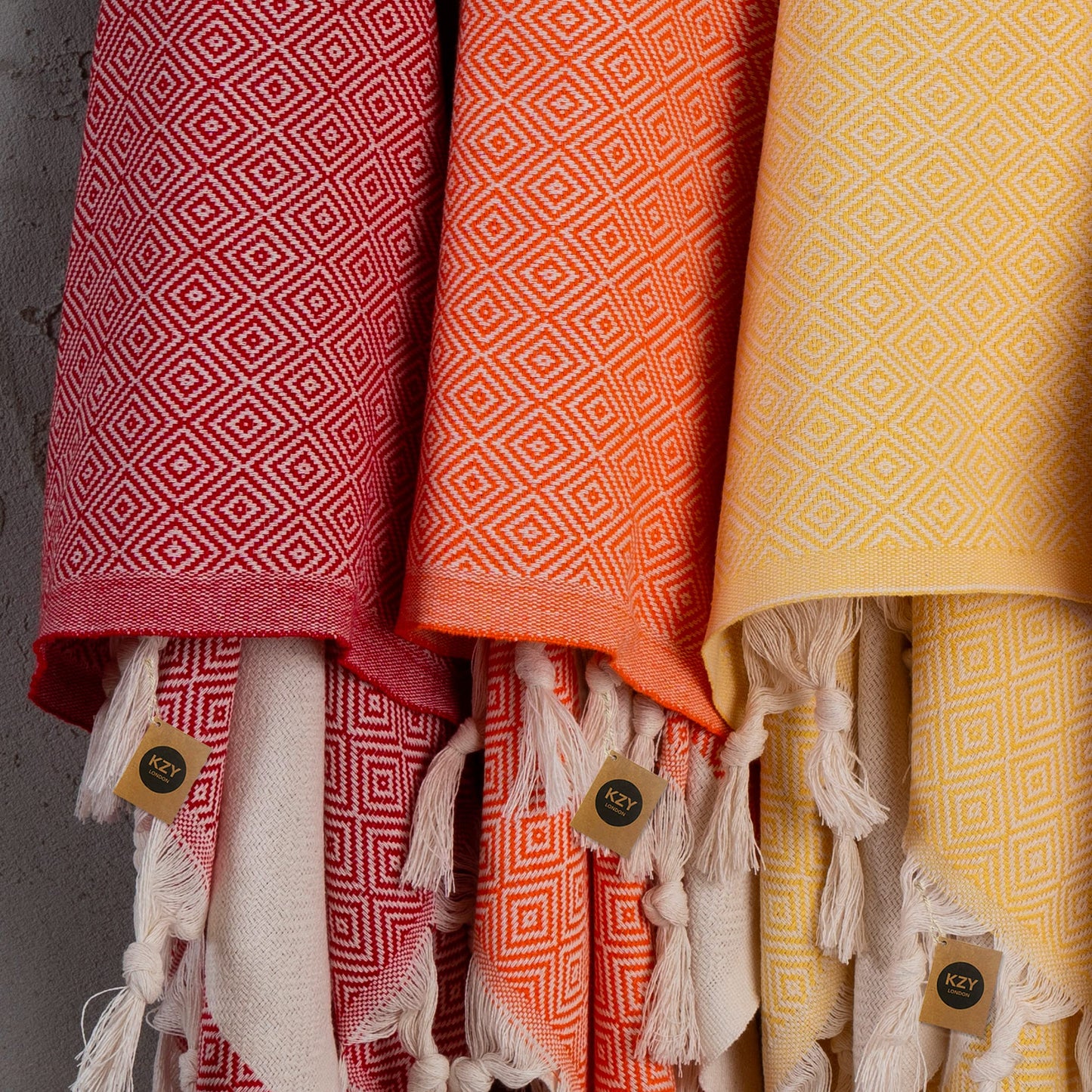 KZY LONDON Turkish Hand Towel Set of 2 - Towel for Kitchen and Bathroom - 50x100cm, 18,5x40 Inches
