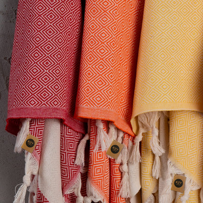 KZY LONDON Turkish Hand Towel Set of 2 - Towel for Kitchen and Bathroom - 50x100cm, 18,5x40 Inches