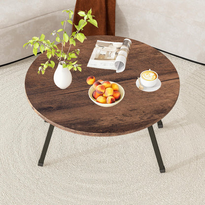 BOPRHOM Folding Coffee Table,Small Foldable Round Coffee Tables for Living Room/Bedroom,Portable Floor Table Tea Table Sofa Side Table Center Table