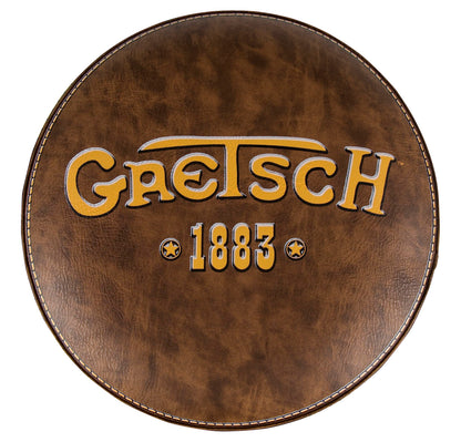 Gretsch "1883" Barstool, Perfect for Guitar Players and Fans, Matte Yellow Gretsch Logo Barstool, Foam Padded, 30", Brown