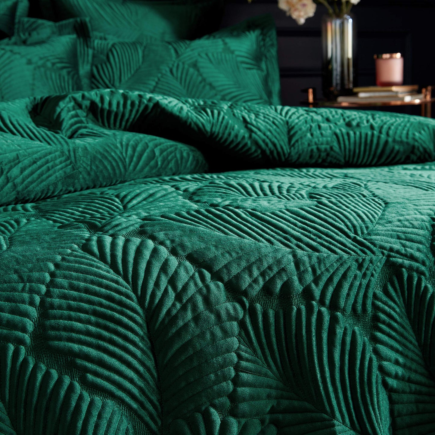 Paoletti Palmeria Duvet Cover and Pillowcase Set, Emerald, Double