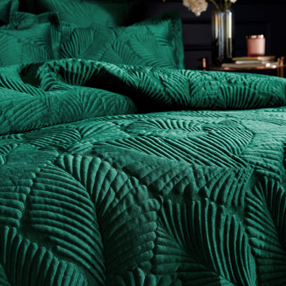 Paoletti Palmeria Duvet Cover and Pillowcase Set, Emerald, Double