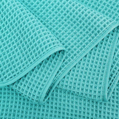 POLYTE Microfibre Oversize Quick Dry Lint Free Bath Towel, 152 x 76 cm, 4 Pack (Aqua, Waffle Weave)