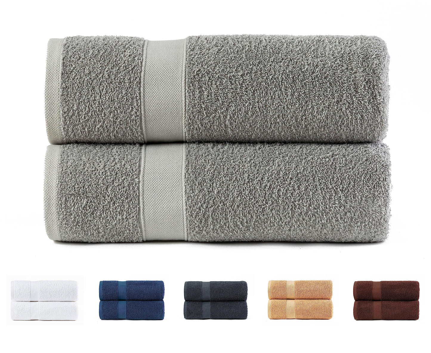 Todocama Set of 2 Shower Towels, 100% Cotton 550 gsm Extra Soft, Highly Absorbent and Quick Drying, 70 x 140 cm, Light Grey