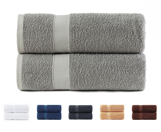 Todocama Set of 2 Shower Towels, 100% Cotton 550 gsm Extra Soft, Highly Absorbent and Quick Drying, 70 x 140 cm, Light Grey