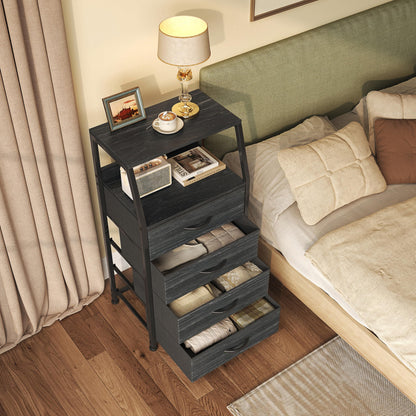 CAIYUN Chest of Drawers Bedroom with 4 Drawers, Small Fabric Dresser with Shelf, Fabric Dresser for Entryway Hallway Living Room