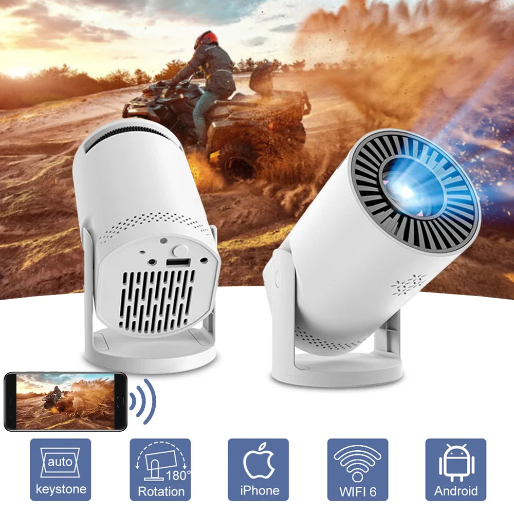 Smart WiFi6 Projector Wireless Sync to Smart Phone HD Home Theater Cinema Video Projector Support iOS Android for Camping Party