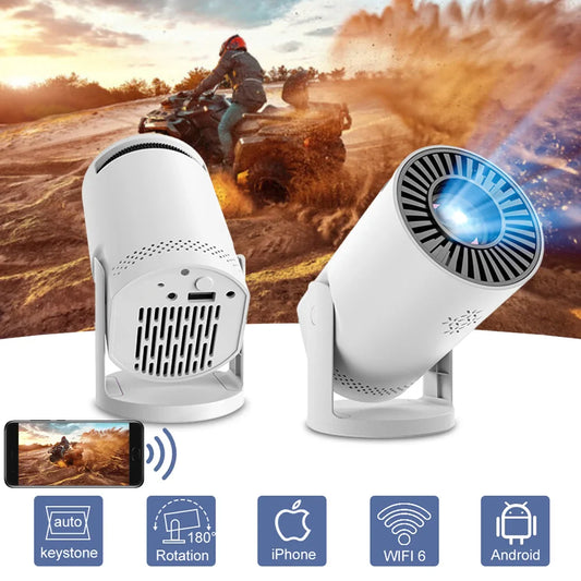 Smart WiFi6 Projector Wireless Sync to Smart Phone HD Home Theater Cinema Video Projector Support iOS Android for Camping Party