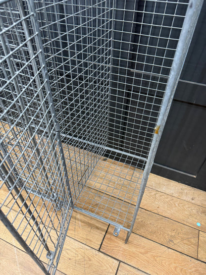 Industrial Vintage Wire Mesh Three Door Locker Storage Cabinet Cage Wardrobe
