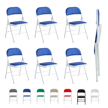 mcc direct Set of 6 Folding Chairs, Faux Leather Foldable Chairs with Metal Frame and Padded Seat, Easy to Fold Store for Home
