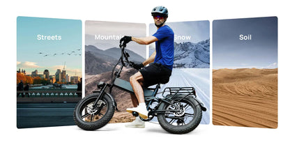 Urlife T5 Electric Bike 1500W E-Bike 48V 13Ah Battery 28MPH 100Mile Range 20X4" Fat Tire Free Shipping Foldable and portable