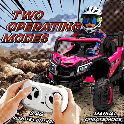 AIYAPLAY 12V Kids Ride On Car with Remote Control, Kids Electric Car with Suspension System, Music, for Kids 3-5 Years, Pink