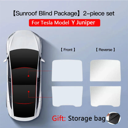 2PCS For Tesla Model 3/Y/3 Highland/Y Juniper Ice Cloth Buckle Shades for Glass Roof Front & Rear Sunroof Skylight Sunshade