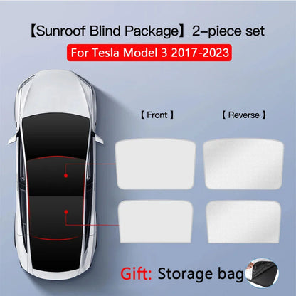 2PCS For Tesla Model 3/Y/3 Highland/Y Juniper Ice Cloth Buckle Shades for Glass Roof Front & Rear Sunroof Skylight Sunshade