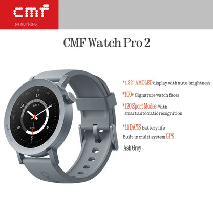 CMF by Nothing Watch Pro 2 Smartwatch with 1.32’’ AMOLED display, 11 days battery life, Bluetooth calls with AI noise reductio