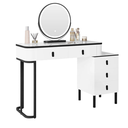 WOLTU Dressing Table with LED Lighting Mobile Mirror Vanity Flexible Assembly Makeup Cosmetic Table for Girls Women Bedroom
